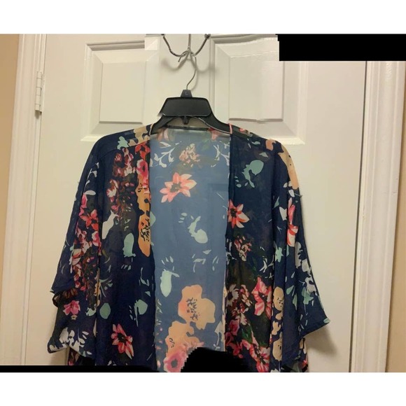 Kimono Women's Floral Print Puff Sleeve Kimono Cardigan Loose Cover Up - Picture 5 of 5